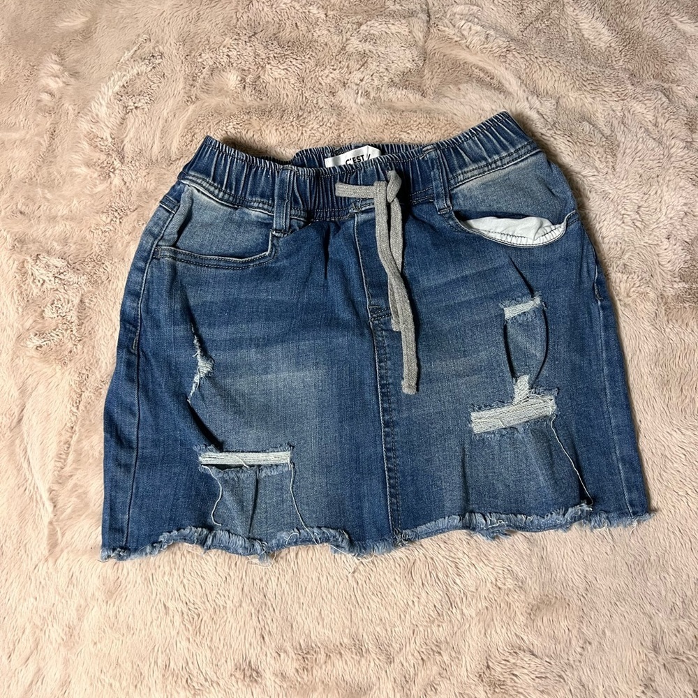 Blue Tie Front Mini Skirt for Casual Days - Picture 6 of 10